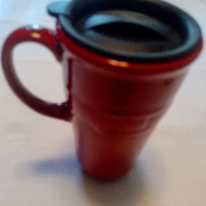 Longaberger Vitrified Pottery Woven Traditions 16oz Mug with Lid